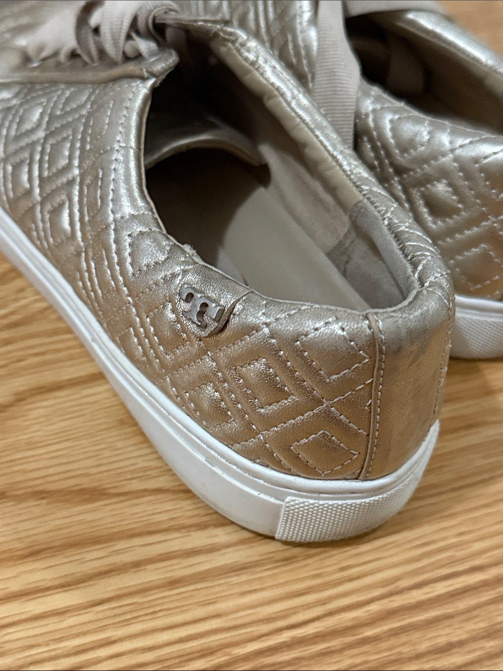 Tory Burch Quilted Metallic Gold Low-Top Sneakers - Picture 4 of 9